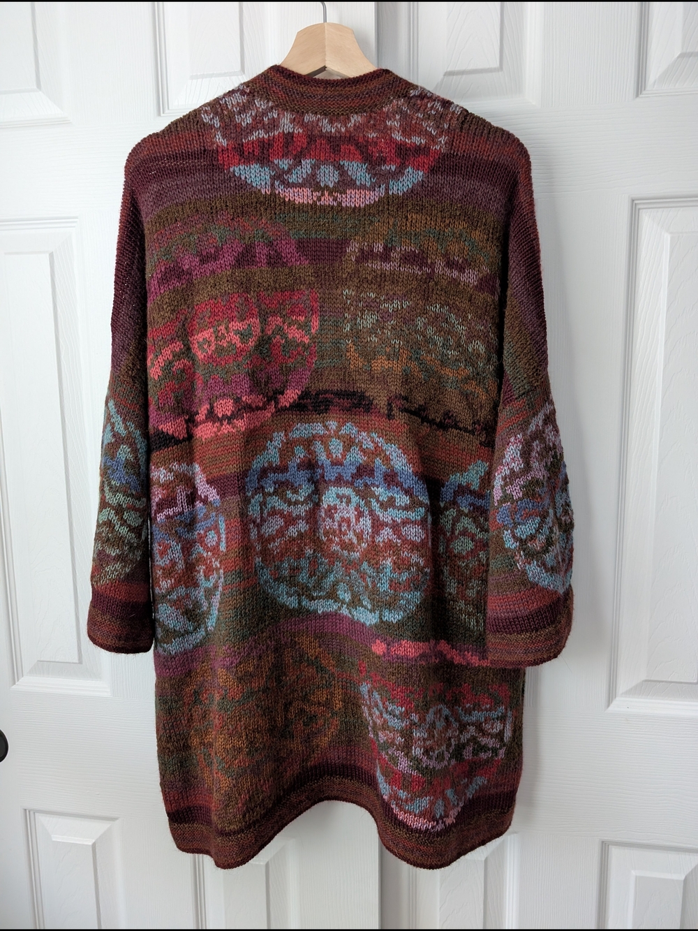 Peruvian Connection Kaffe Fassett Alpaca Handknit Open Cardigan Brown, XL boho - Picture 4 of 16